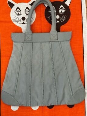 INDUSTRY Grey 100% Leather Pleated Boho Tote Bag